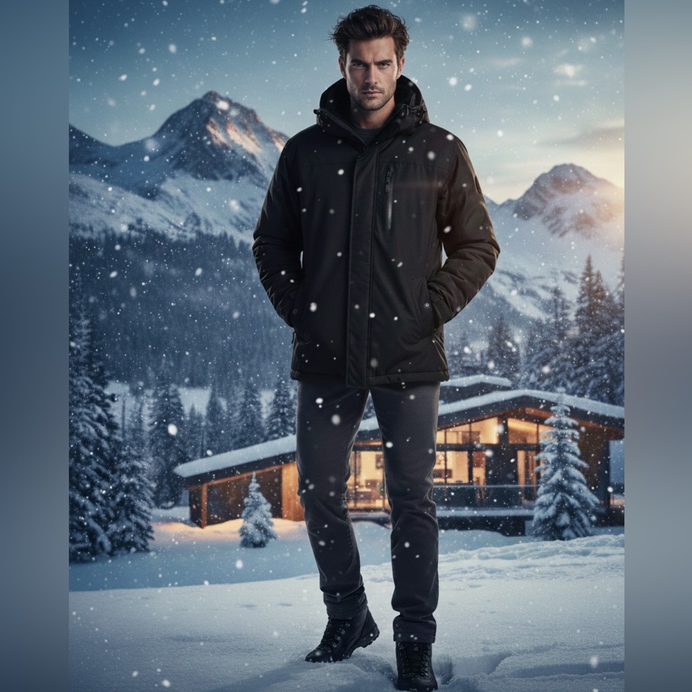 Hawke & Co. Men's Black Winter Fall Hoodie‎ Outdoor Performance Jacket Size Med